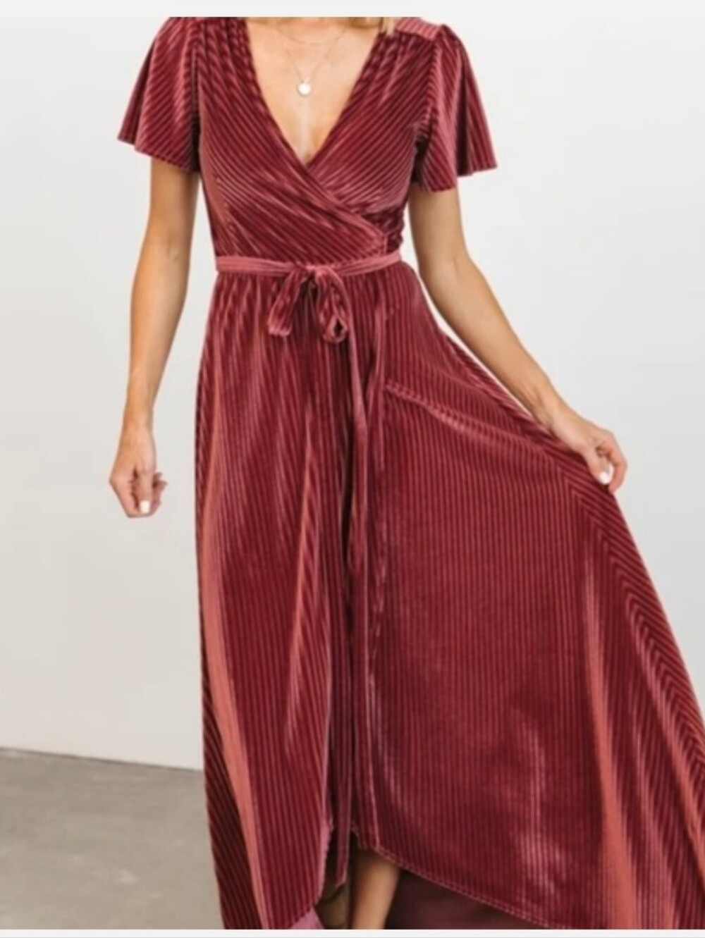 Baltic Born Andi Ribbed Velvet Wrap Dress Size Large